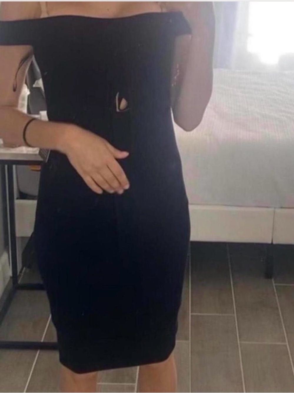 Express Black Off-the-Shoulder Bodycon Dress